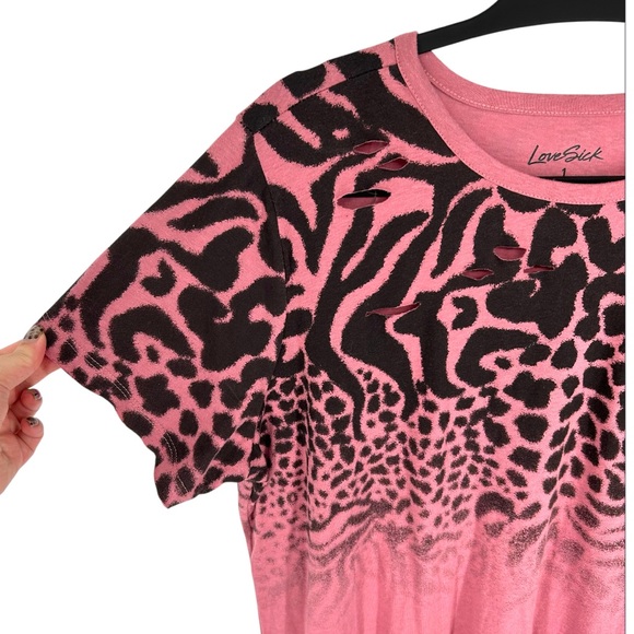 NWT Torrid Lovesick Destructed Dress - Cotton Overdyed Animal Dusty Pink Size 1 - Picture 6 of 15